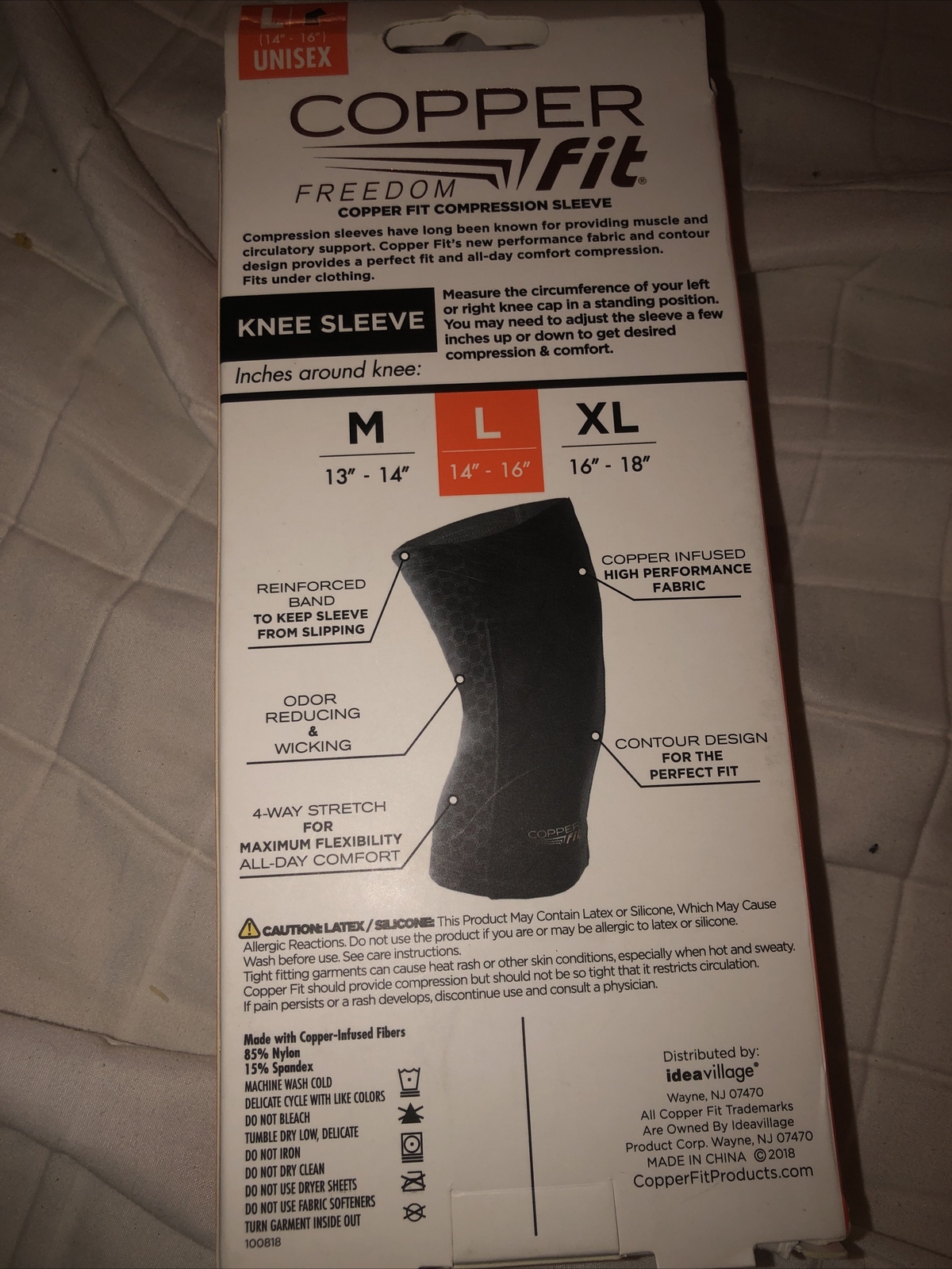 Copper Fit Freedom Copper Infused Compression Sleeves Knee Sleeve Large-new