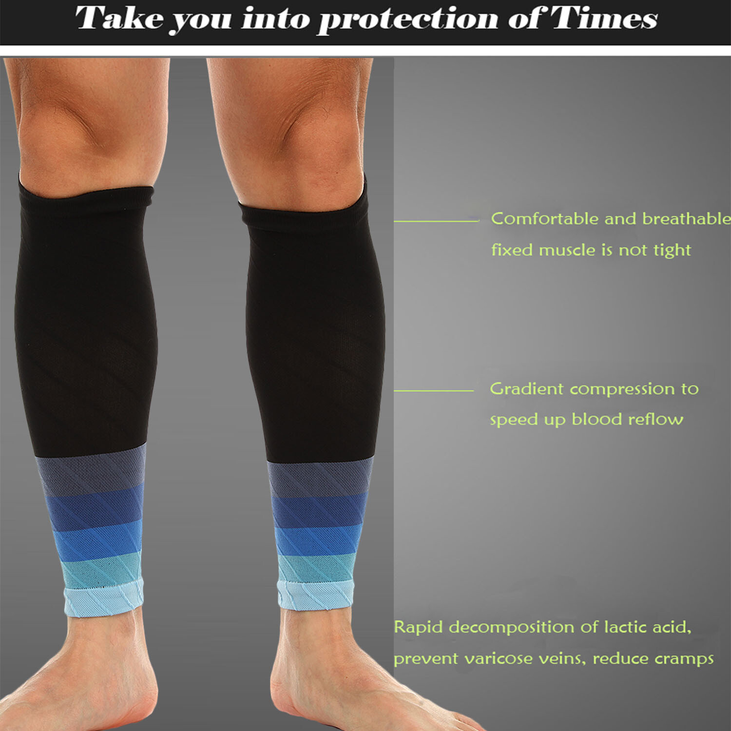 Calf Support Graduated Compression Leg Sleeve Sport Socks Outdoor Exercise Pair