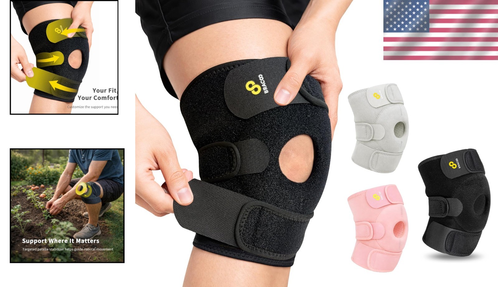 Open-Patella Knee Support Sleeve – Adjustable Compression for Pain Relief, KS10