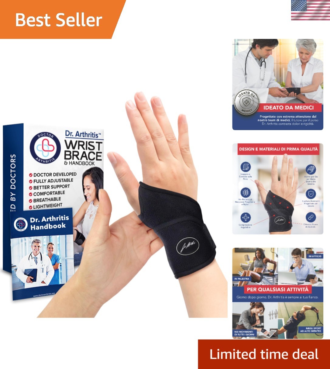 Enhanced Support Wrist Brace for Carpal Tunnel & Fitness – Hand Washable, Black