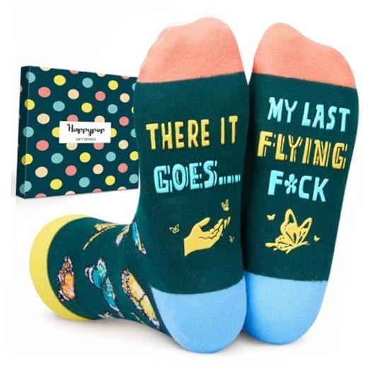 Funny Socks for Women Men – Novelty Crazy Socks Medium Butterfly Dark Green