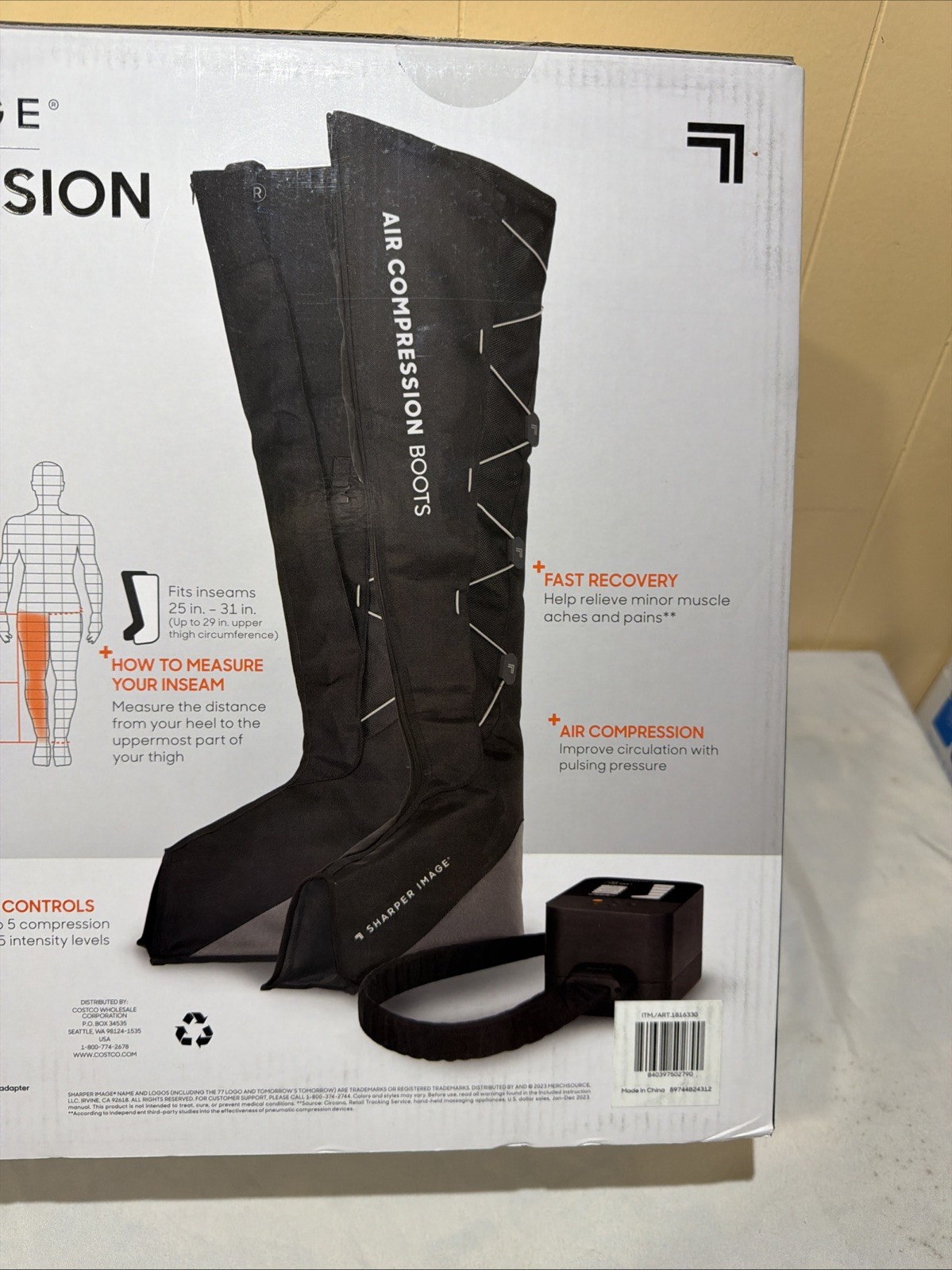 SHARPER IMAGE Air Compression Boots Small-Medium Muscle Massager. Black. New