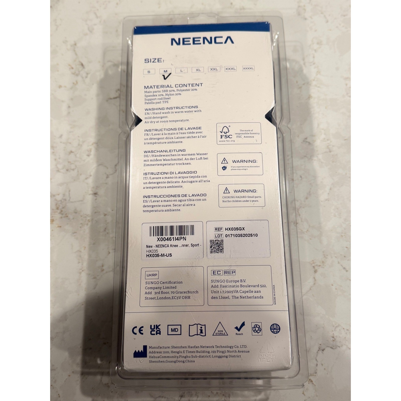 NEENCA Professional Knee Brace Hinged Support HX035/042 Black Size Medium NEW