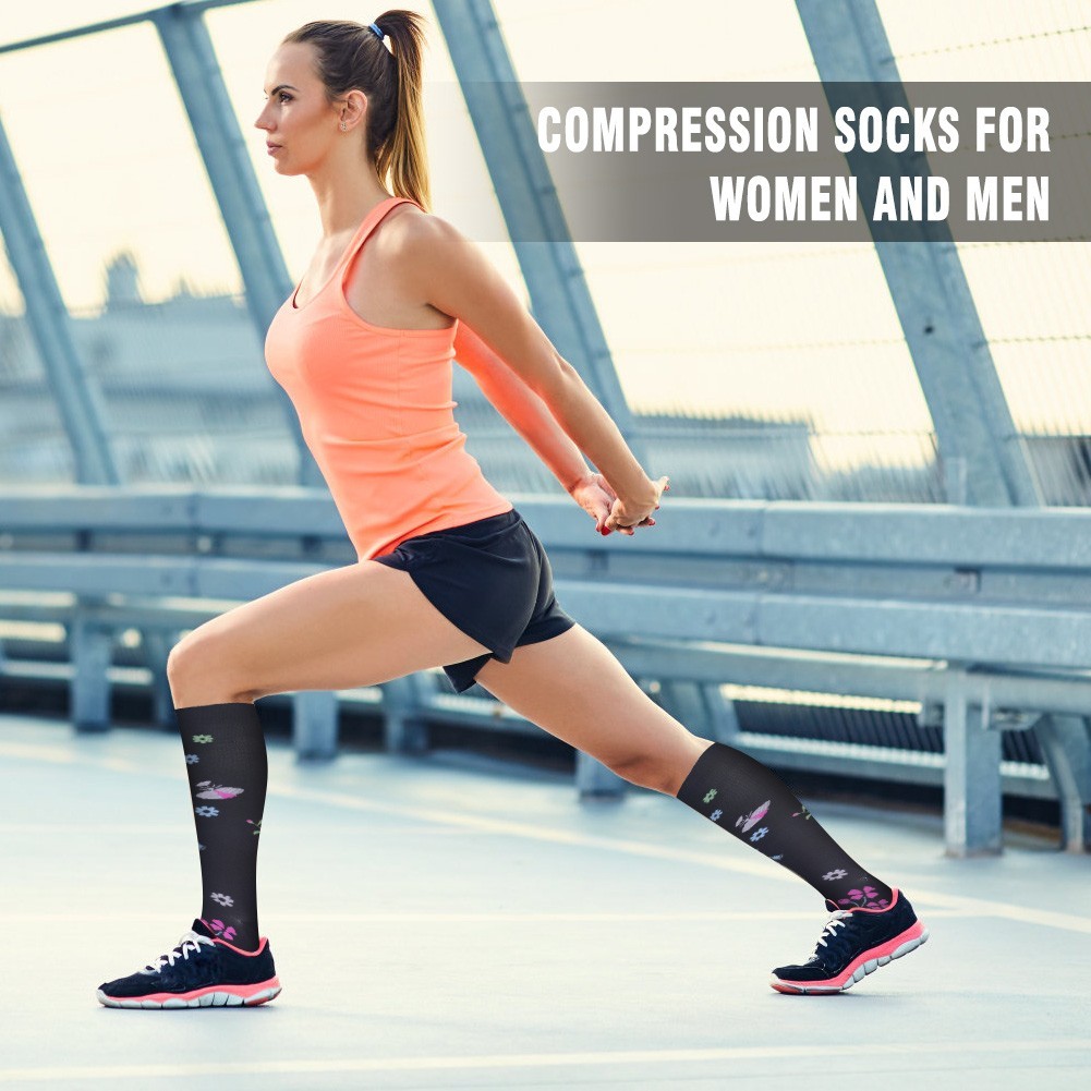 (3 Pairs) Compression Socks Women Men Running 20-30 mmHG Stockings Size S/M-L/XL