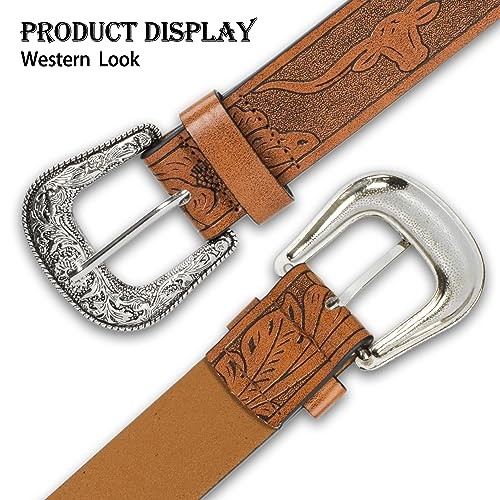 INOGIH Adjustable-Vintage-Western-Cowboy-Belt Women Men One Size Coffee-style 2