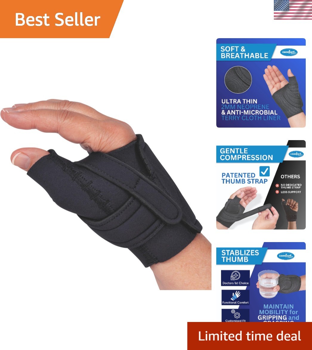 CMC Thumb Brace for Arthritis Relief – Left Hand, Medium, Breathable Neoprene