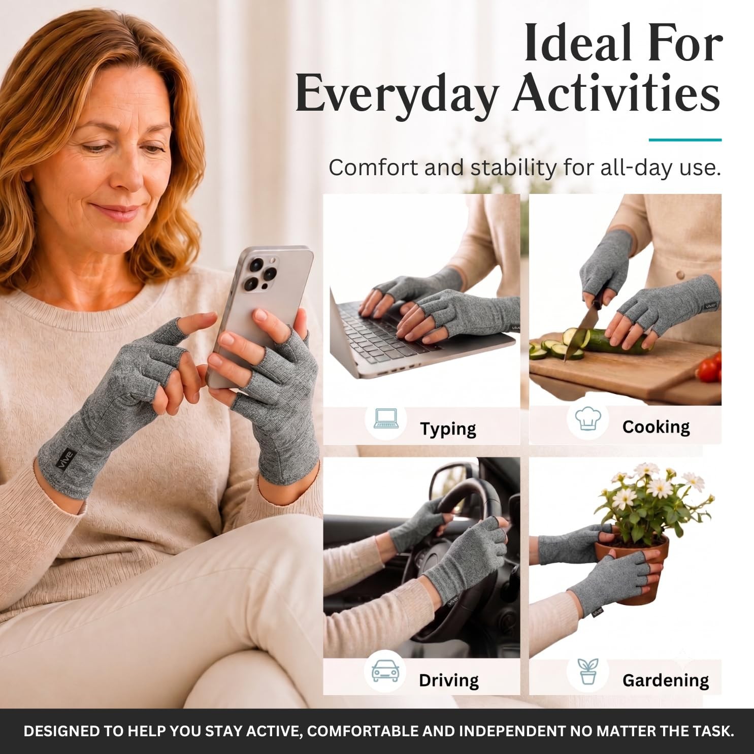Compression Arthritis Gloves Unisex Open Finger Carpal Tunnel Pain Relief
