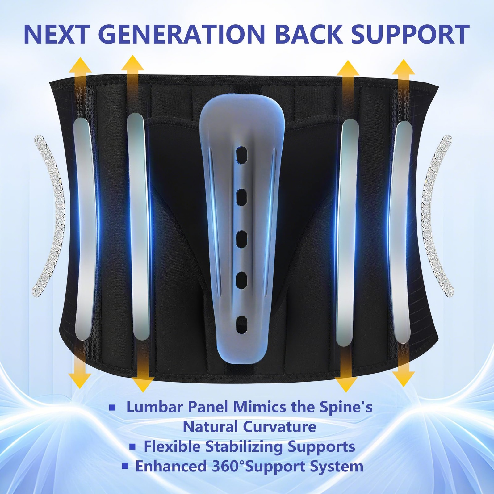 Cerviva Back Brace Support Belt-Lumbar for Medium（29.5“-35.4), Black