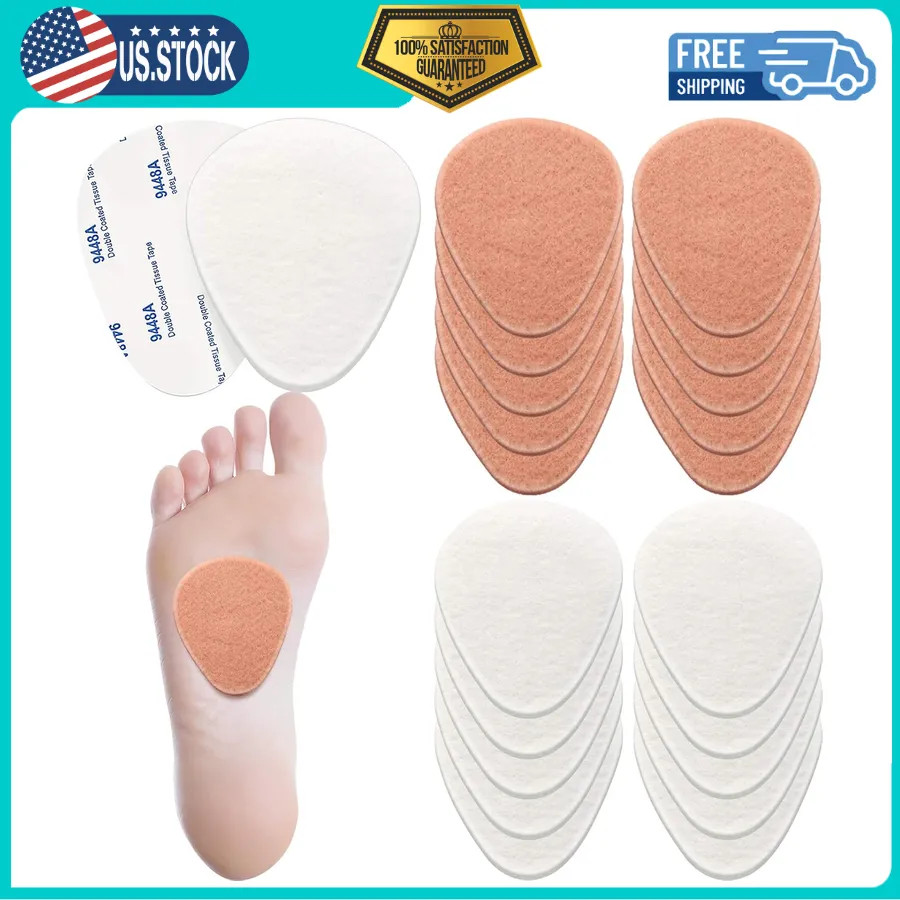 20 Pcs Metatarsal Felt Pads 1/4 Inch Thick Adhesive Ball of Foot Pain Relief