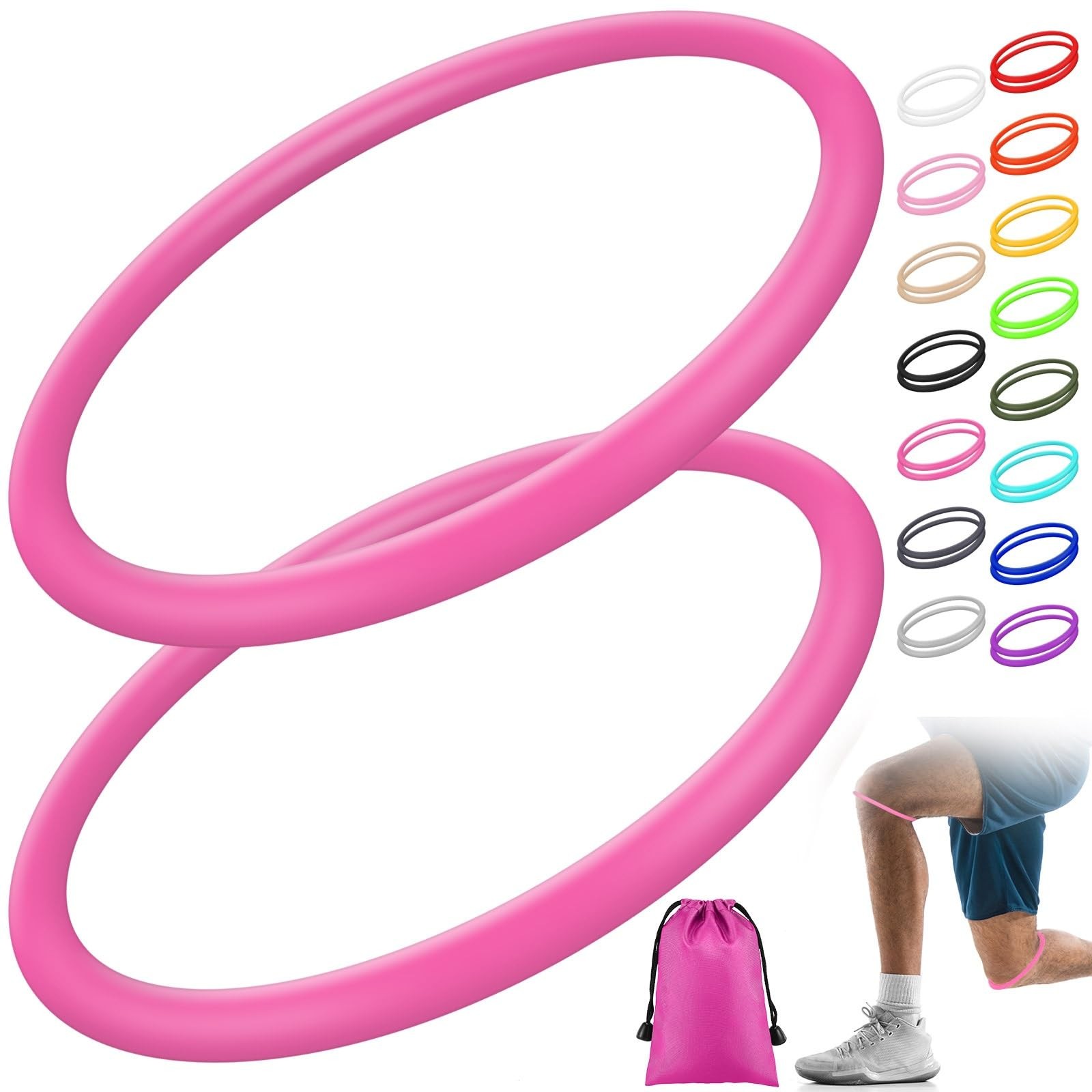 Patella Knee Band Silicone Tendon Support 2Pack No Pain Running Basketball Rose