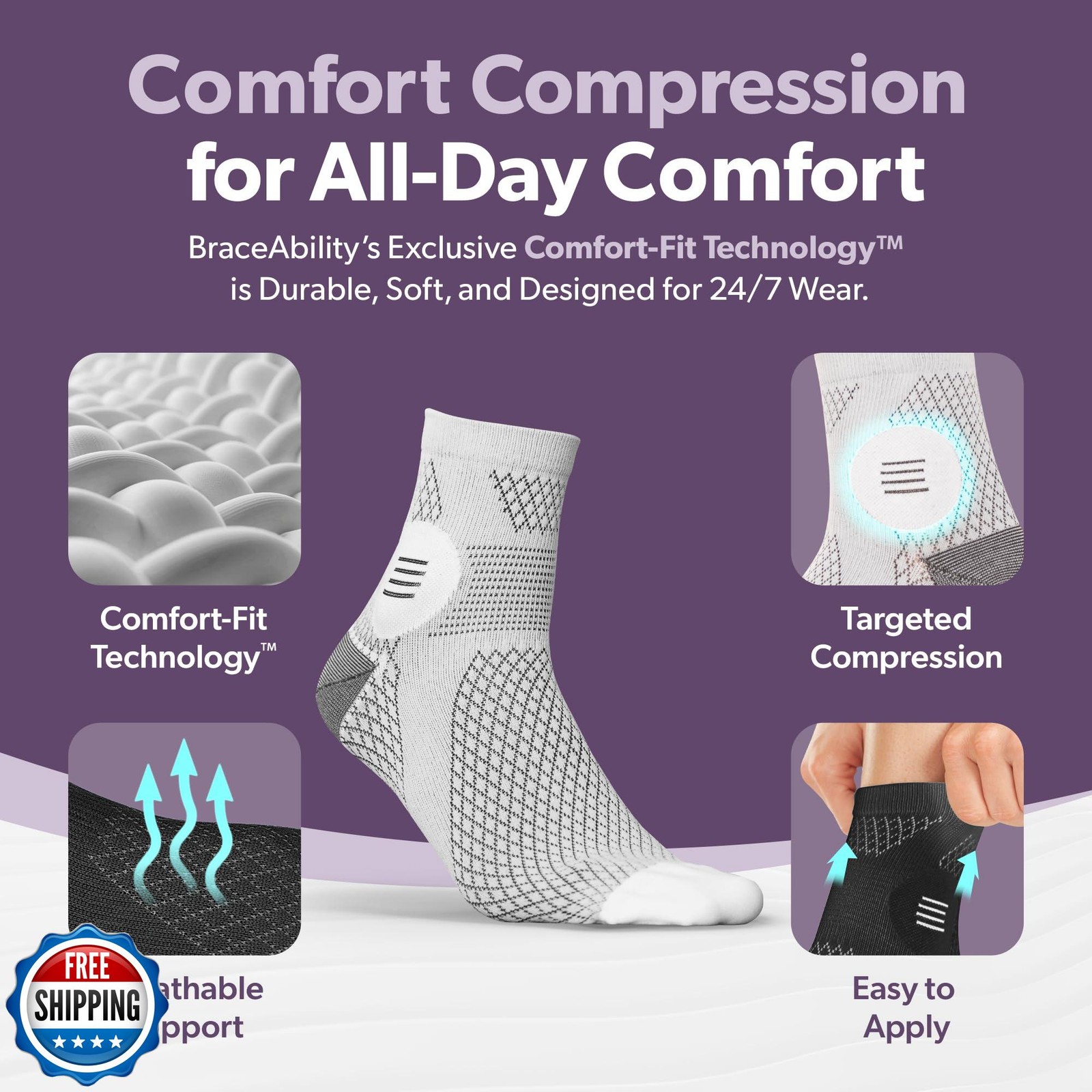 BraceAbility Closed Toe Neuropathy Socks – Diabetic Socks for Wom