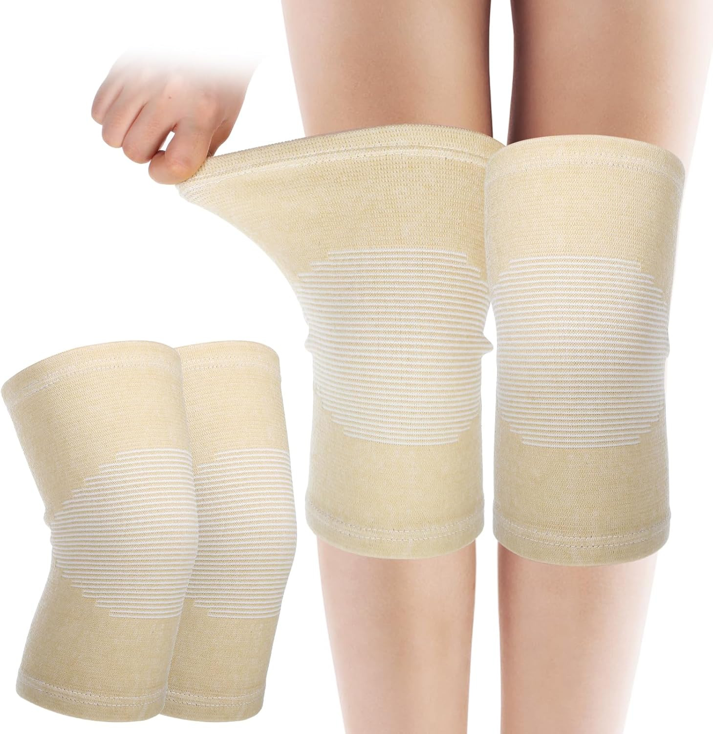 Bamboo Compression Knee Sleeve Support Brace Elastic Sports Knee Pads Pair