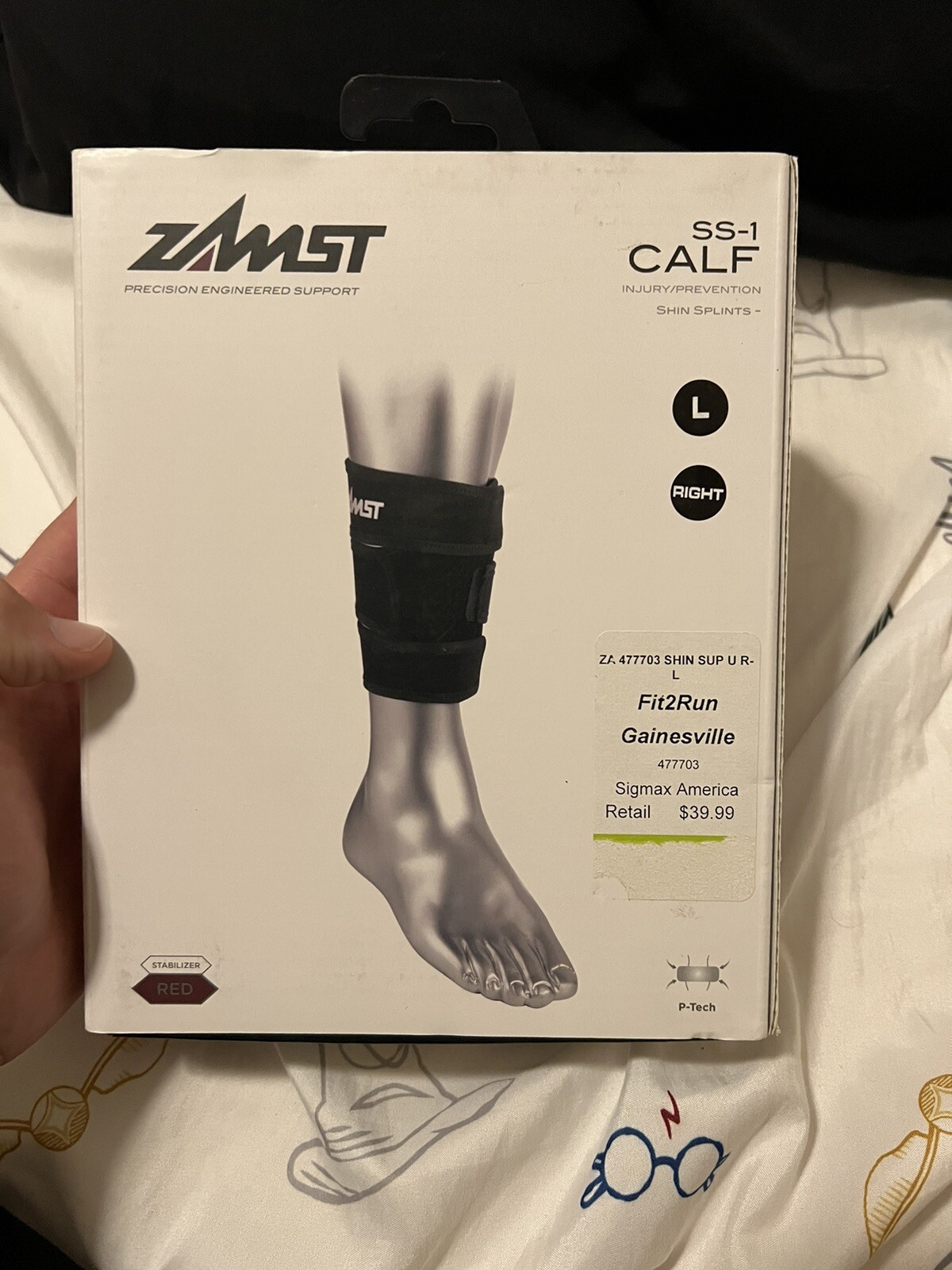 Zamst SS-1 Lower Leg/Calf Brace for Medial Stress Syndrome, Right Leg, Large