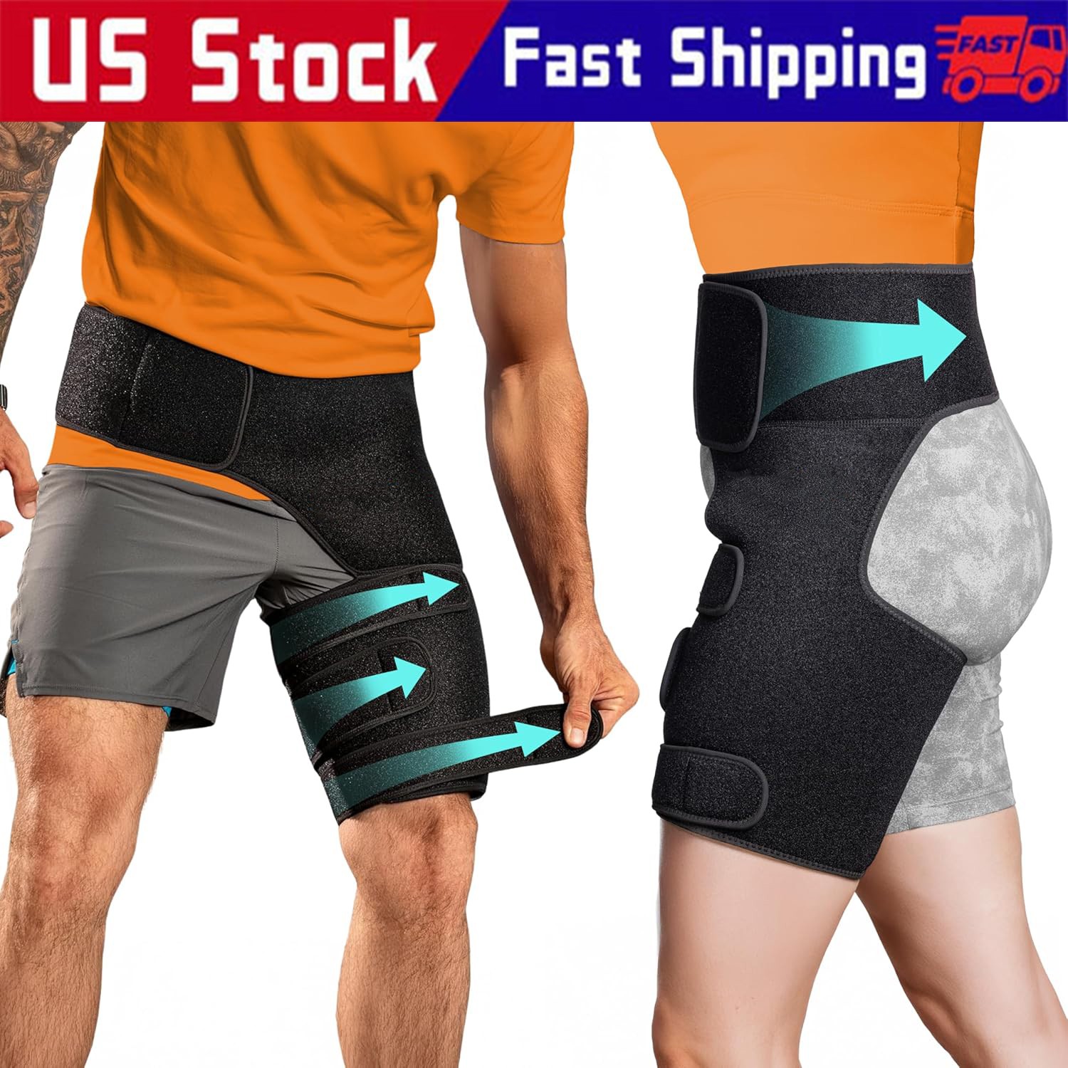 Hip Brace, Sciatica Pain Relief Devices, Adjustable Groin, Hip Flexor Compressio
