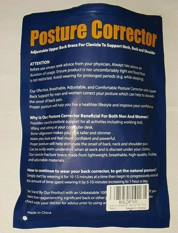 CARETRAS ADJUSTABLE UPPER BACK BRACE POSTURE CORRECTOR BLACK LARGE uns nip