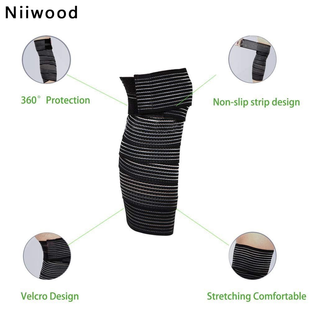 Extra Long Elastic Knee Wrap Compression Bandage Brace Support for Legs, Plan…