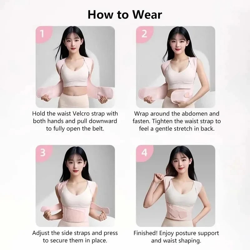 Adjustable Posture Corrector Back Support Belt XL color pink