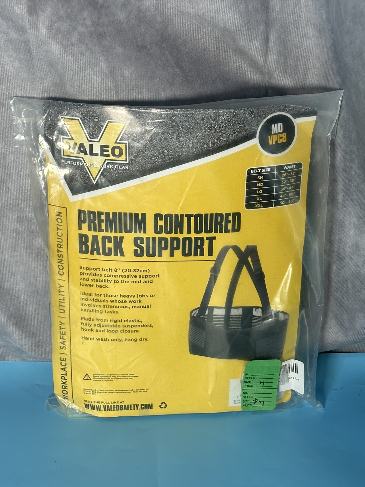 Valeo 8″ Premium Contoured Lumbar Back Support Belt Sz MED