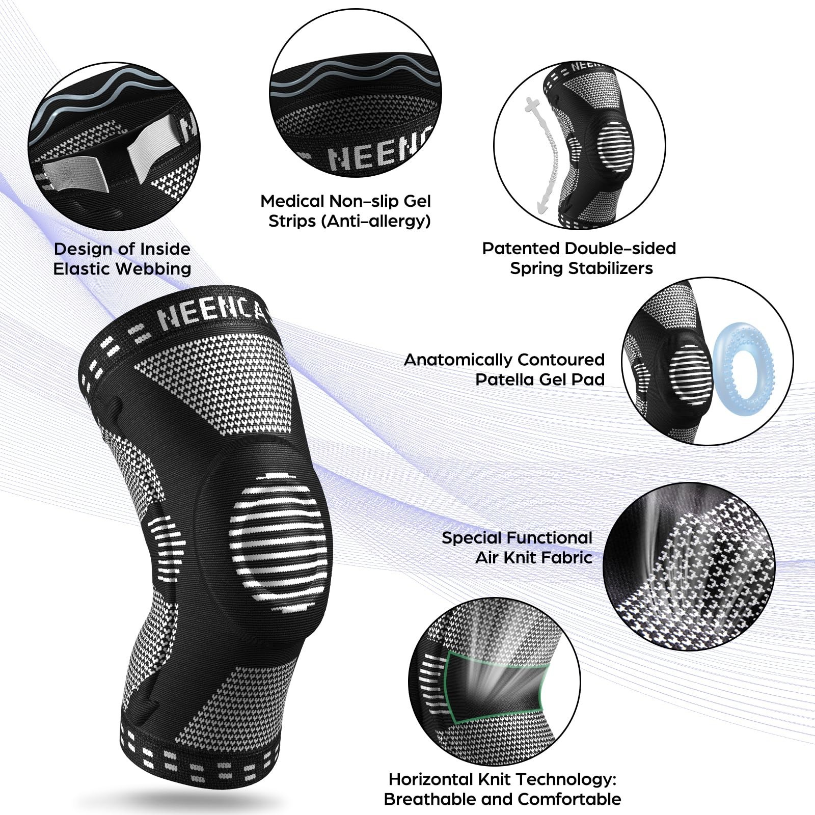 Knee Brace for Pain Relief – Compression Support with Stabilizers & Patella Pad,
