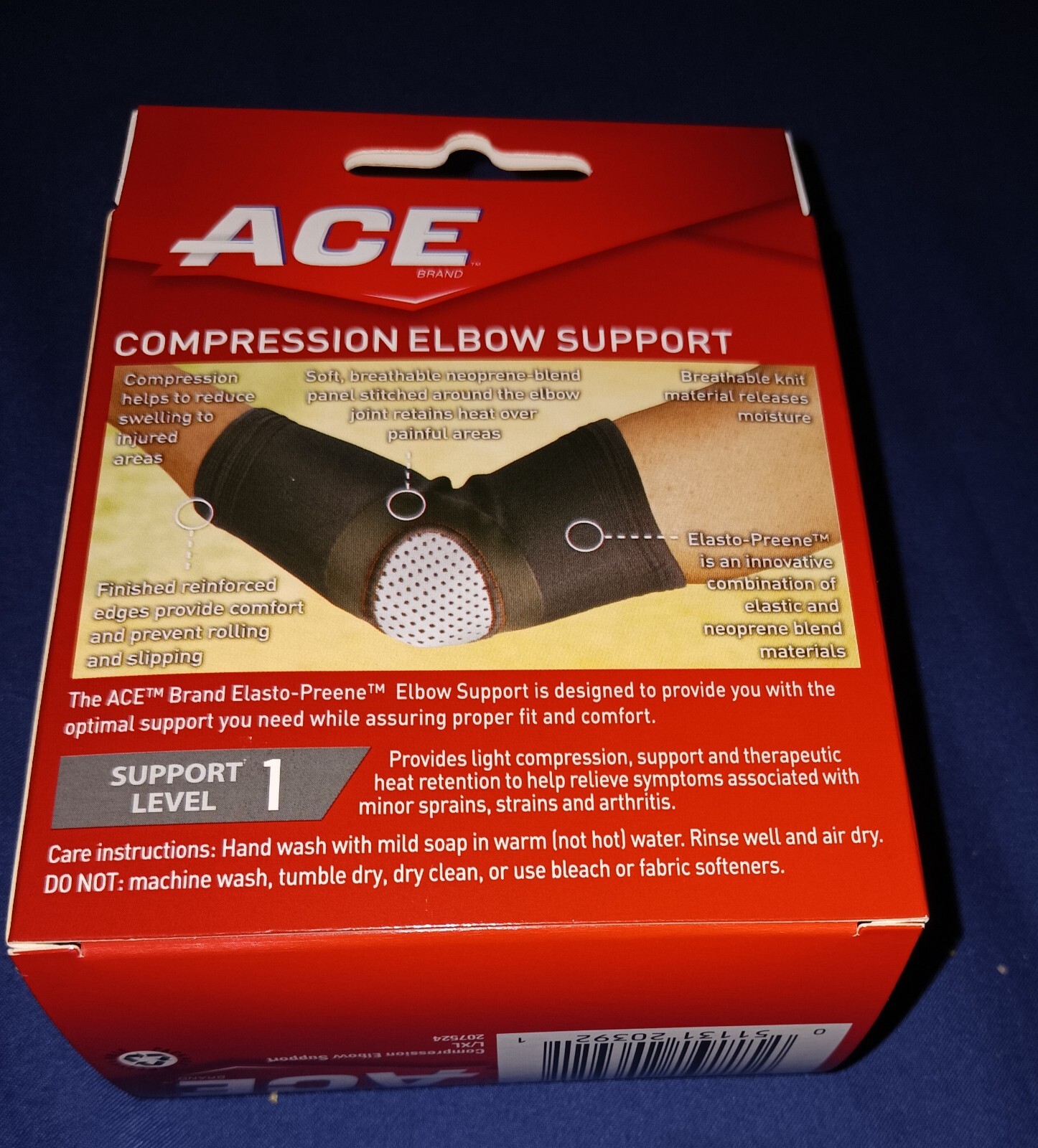Ace Compression Elbow Support L/XL Heat Retention Improve Circulation 3M