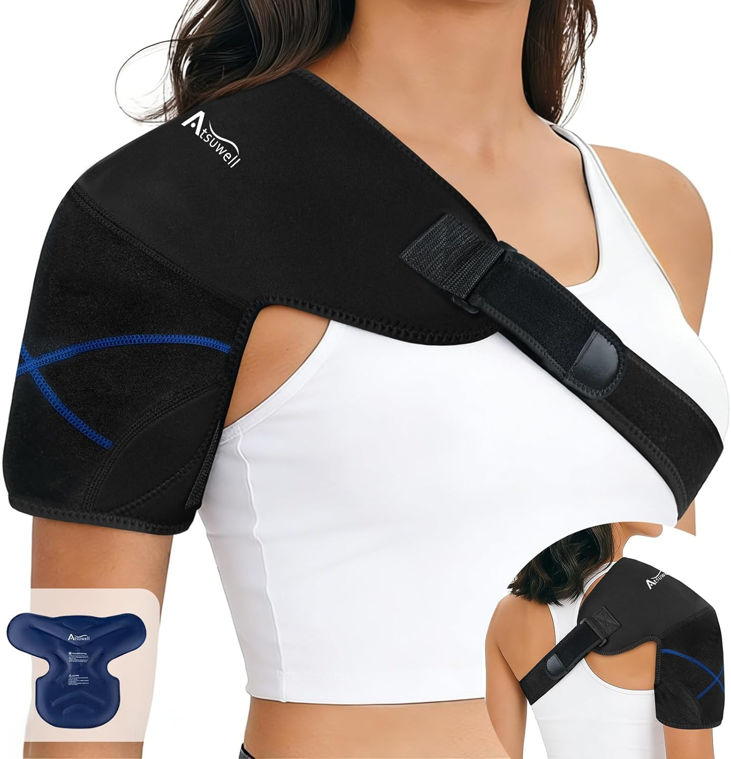 Shoulder Ice Pack Wrap, Supportive Shoulder Brace for Rotator Cuff and Arm, Reus