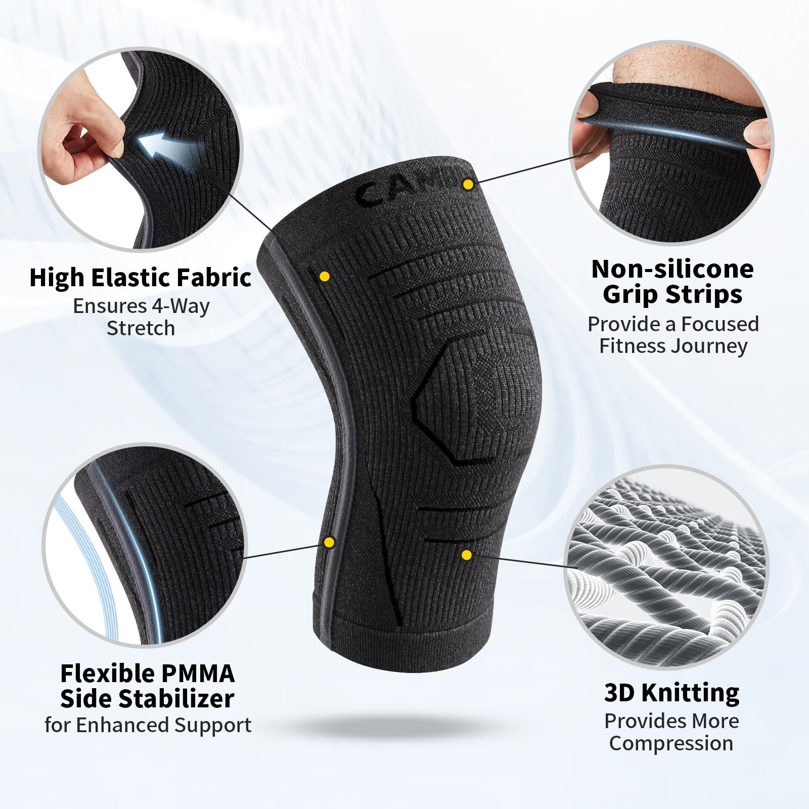 CAMBIVO Knee Brace for Women and Men with Side Stabilizer 2 Small, Black