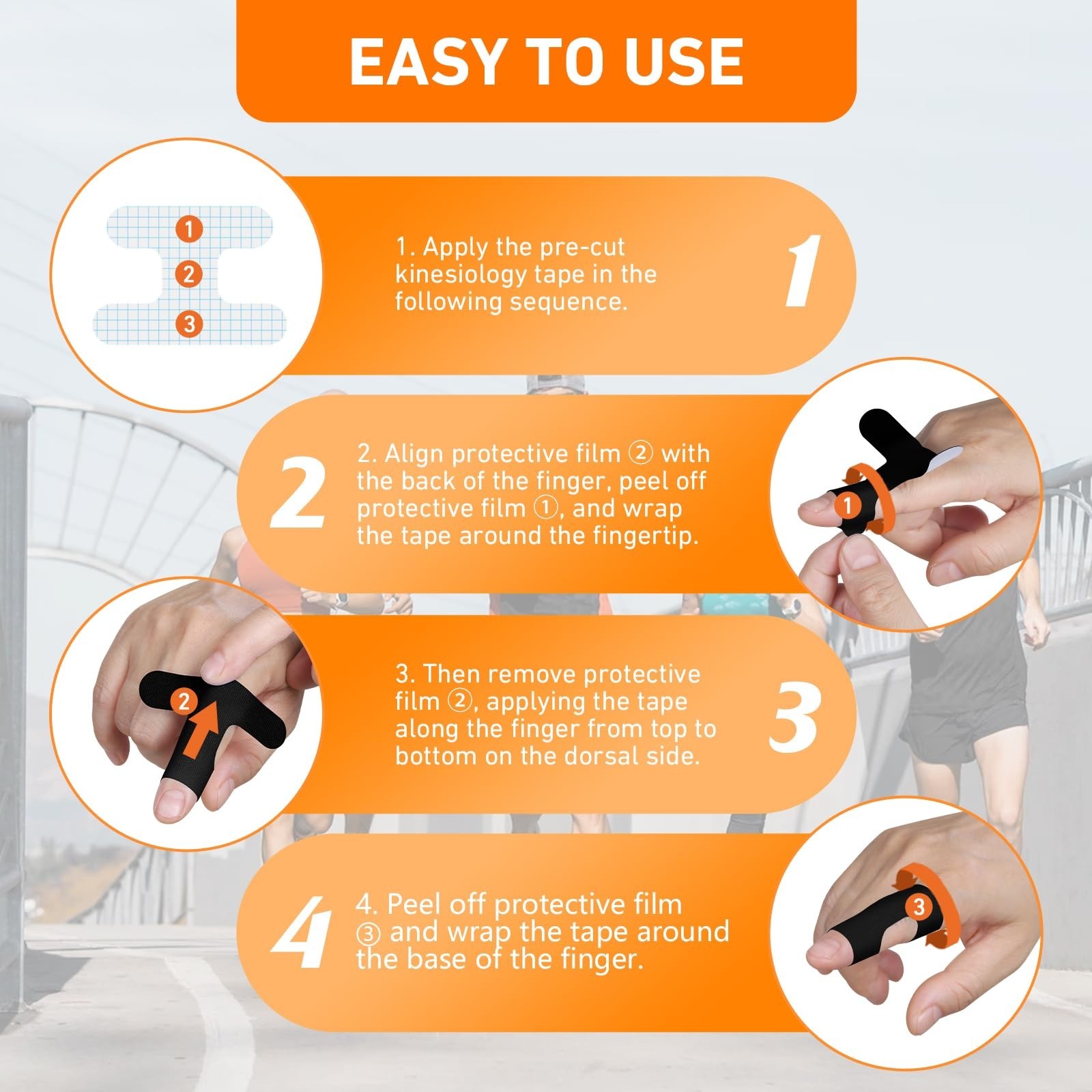Precut Finger Kinesiology Tape 40 PCS – Strong Adhesive, Breathable Sports Suppo