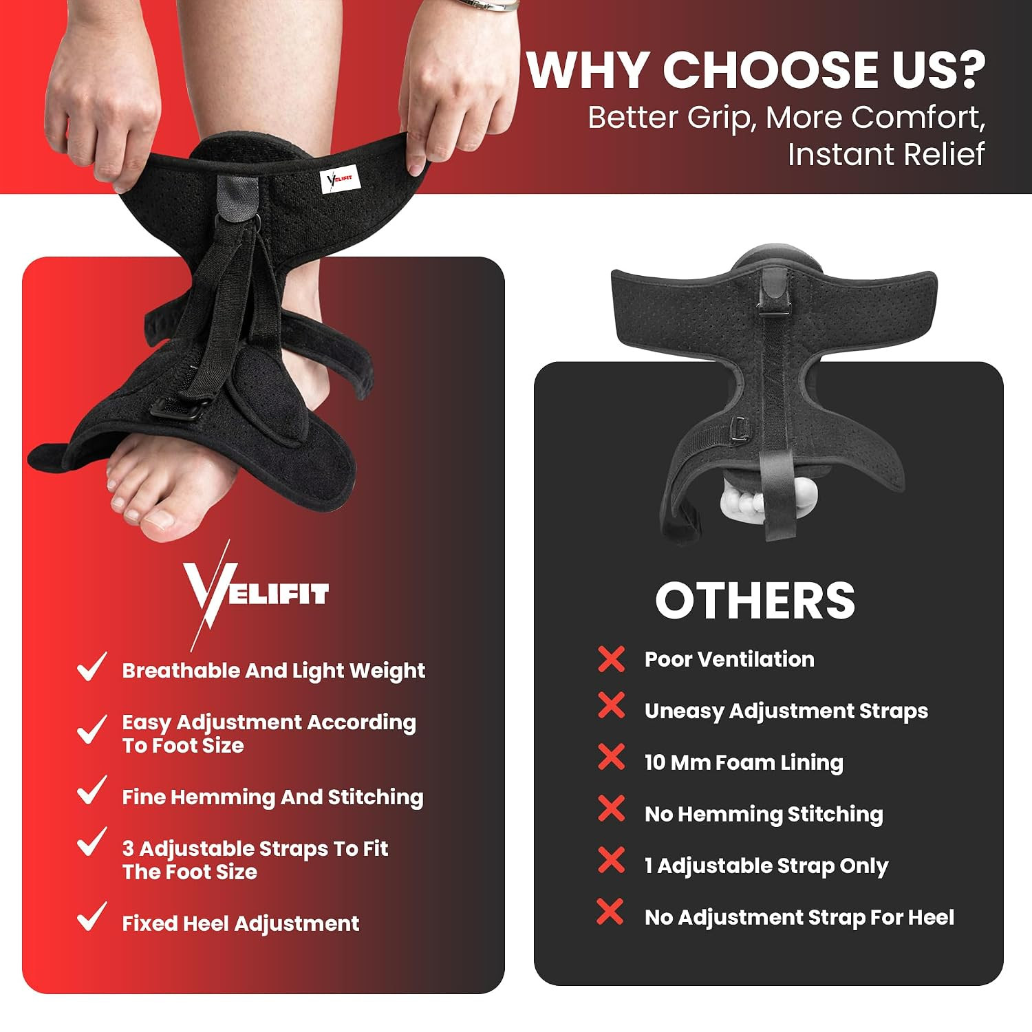 Plantar Fasciitis Night Splint, Plantar Fasciitis Brace and Support | Upgraded D