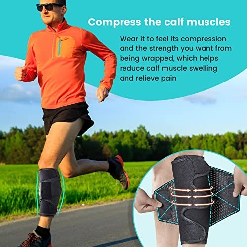 Calf Compression Wrap Brace for Men & Women – Swelling Relief, Torn Muscle Suppo