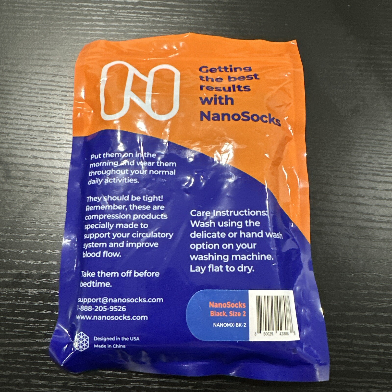 Nanosocks Compression 3D Nano-Weave Technology Nanomx-BK-2 Black Size 2 Medium