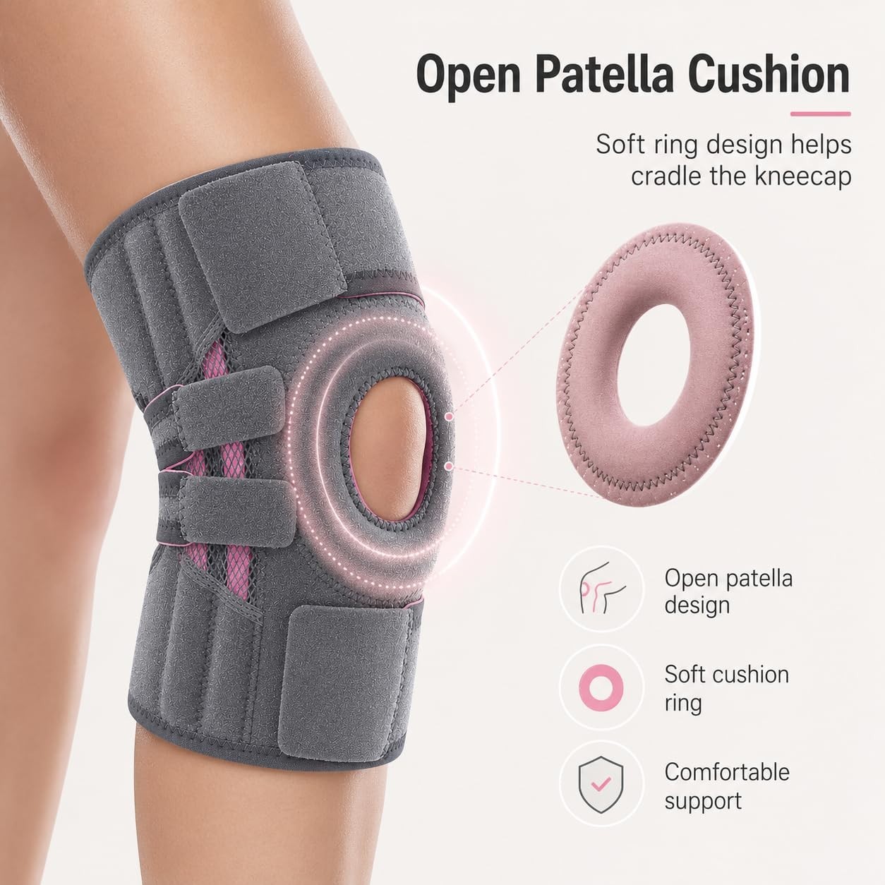 Knee Brace for Men & Women with Side Stabilizers & Patella Gel Pad, Compression