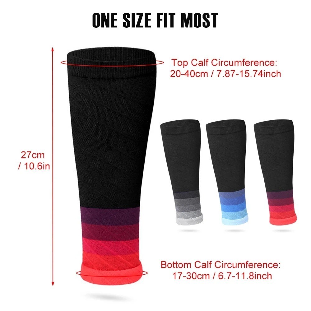 1 Pair Calf Compression Sleeves 20-30mmHg Footless Socks for Running Sports