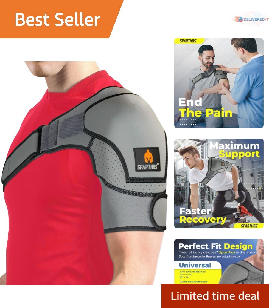 Shoulder Brace Support Sleeve Adjustable Bicep 10-14in Pain Relief Stability