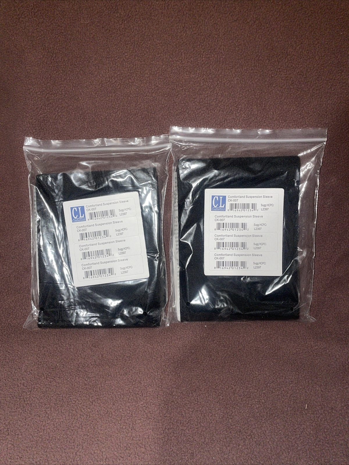 Lot Of 2 Brand New Sealed Comfortland Medical CK‑007 Black Suspension Sleeves