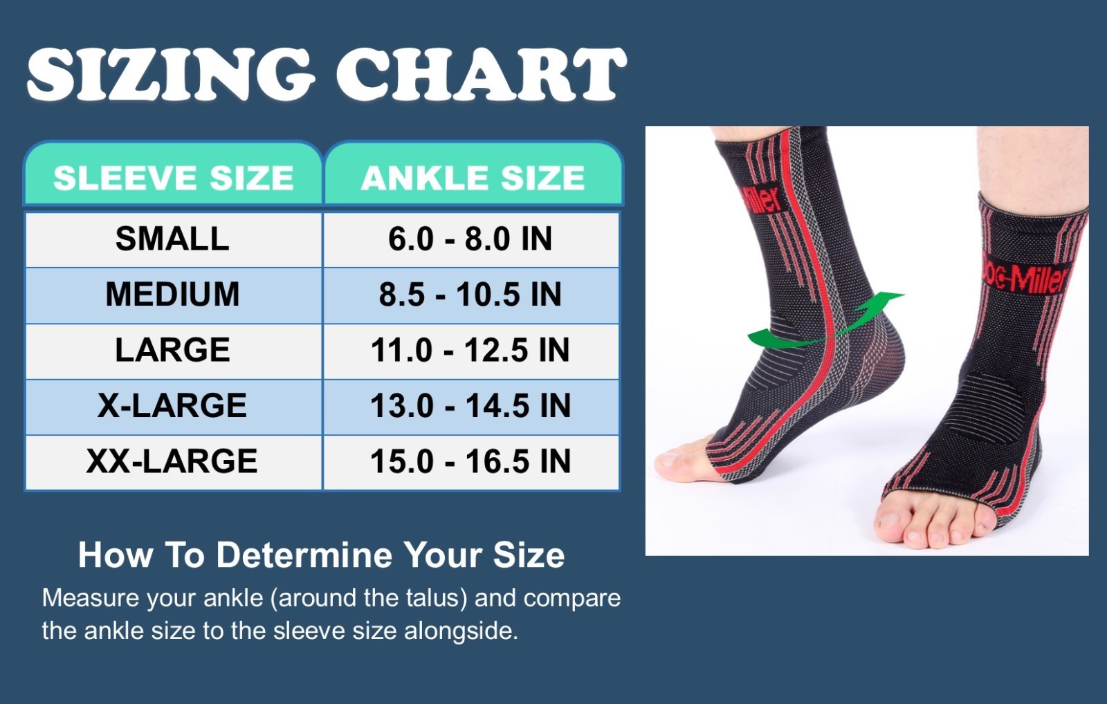 Doc Miller Ankle Sock Compression Brace Sleeve Plantar Fasciitis Tendonitis Spur