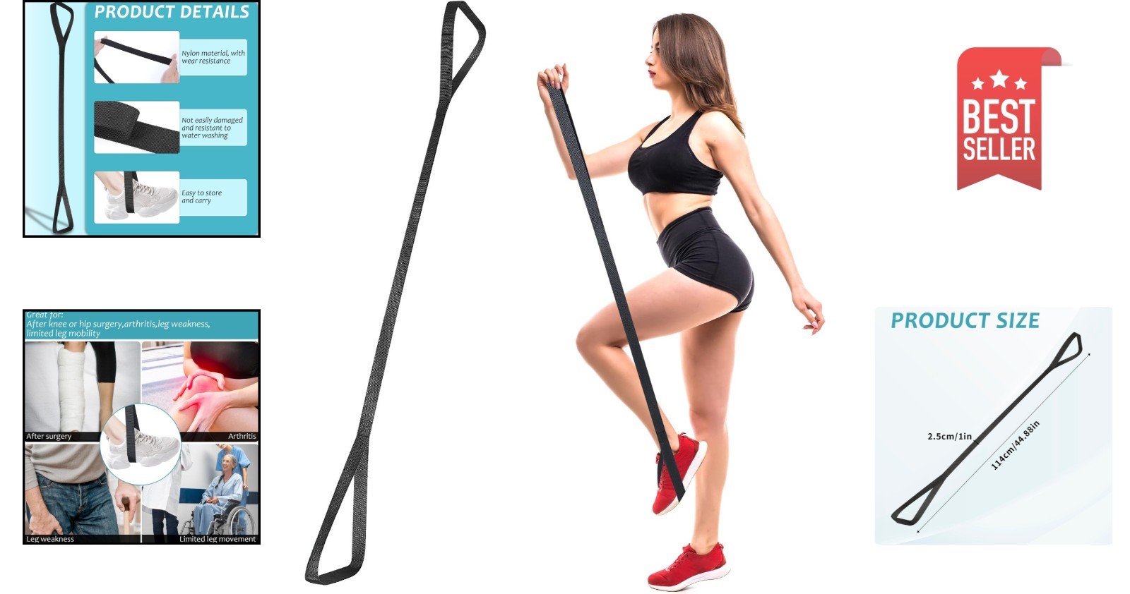 Extra Long Leg Lifter Strap for Post-Surgery Mobility Assistance – 46 inches