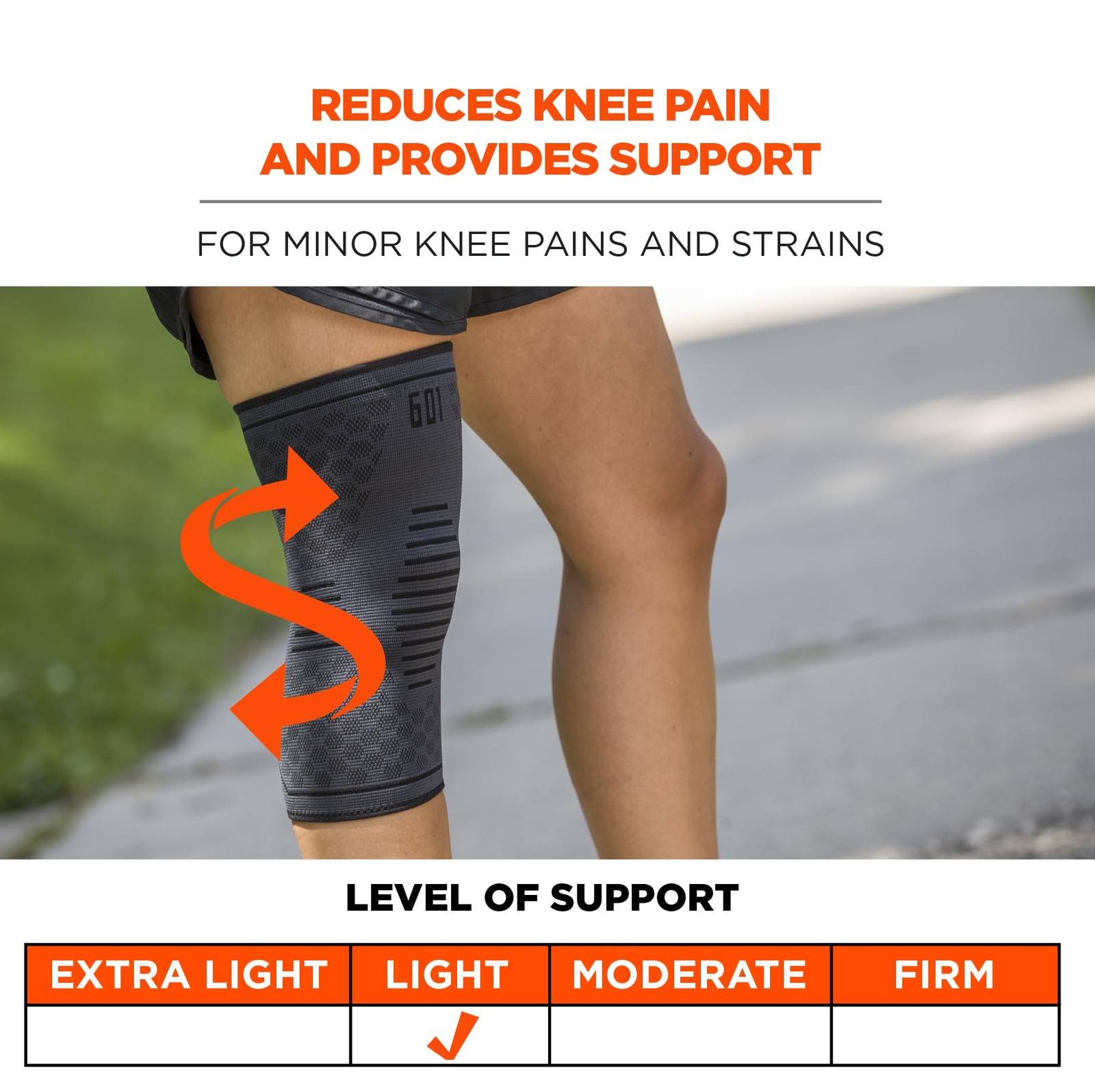 Ergodyne ProFlex 601 Knee Compression Sleeve Support for Men and Large, Black