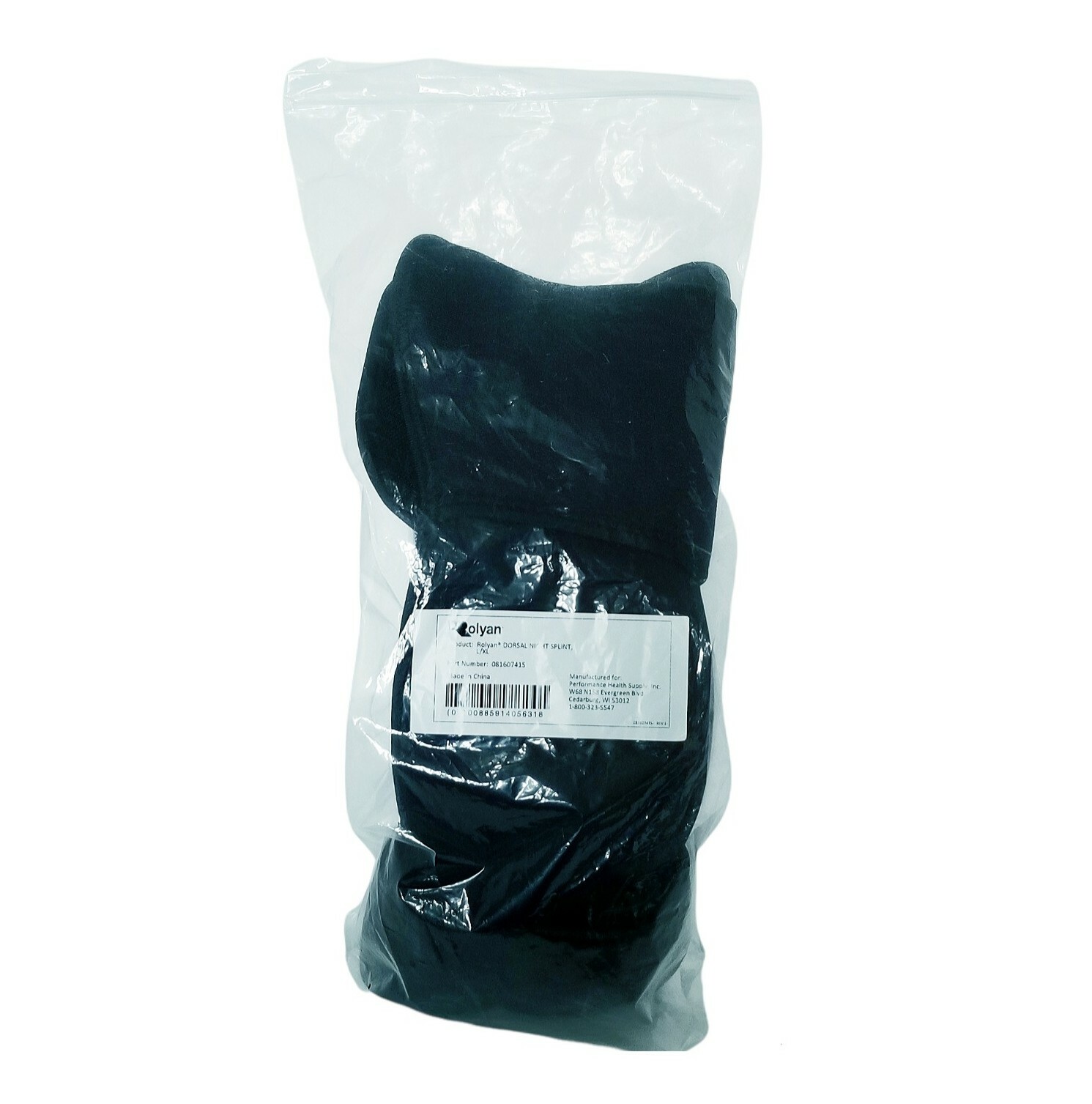 Rolyan Dorsal Night Splint Ankle Splint for Arch Discomfort Black Size L/XL New