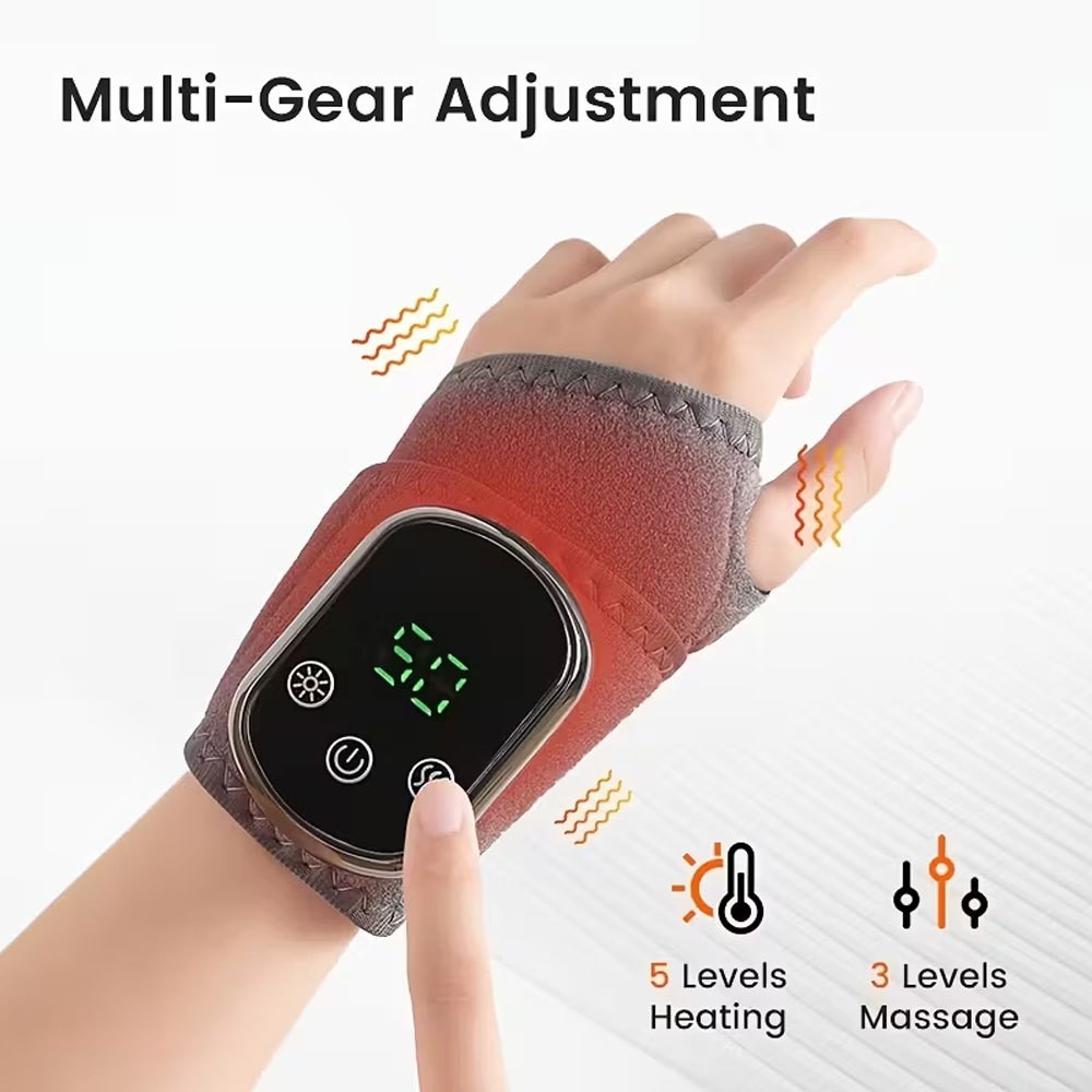 Cordless Hand Wrist Massager Pain Relief with 5 Heat Levels & 3 Vibration Modes
