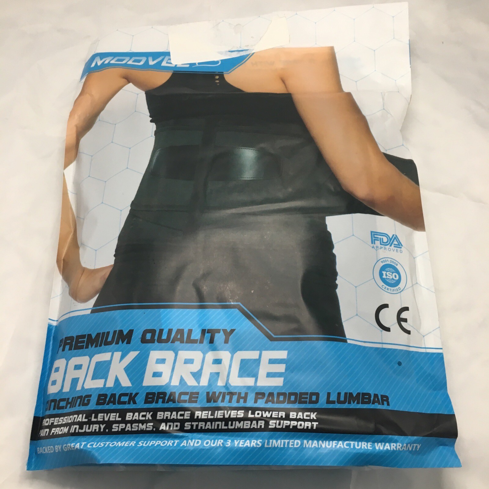 MODVEL Back Brace Premium Quality Cinching With Padded Lumbar Size Large