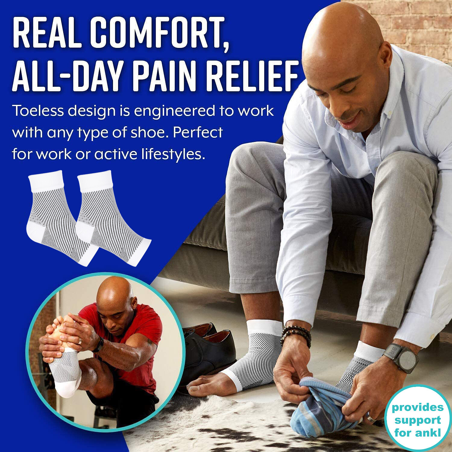 Multi Zone Compression Sleeves Plantar Fasciitis Foot Care for Joint Pain Relief