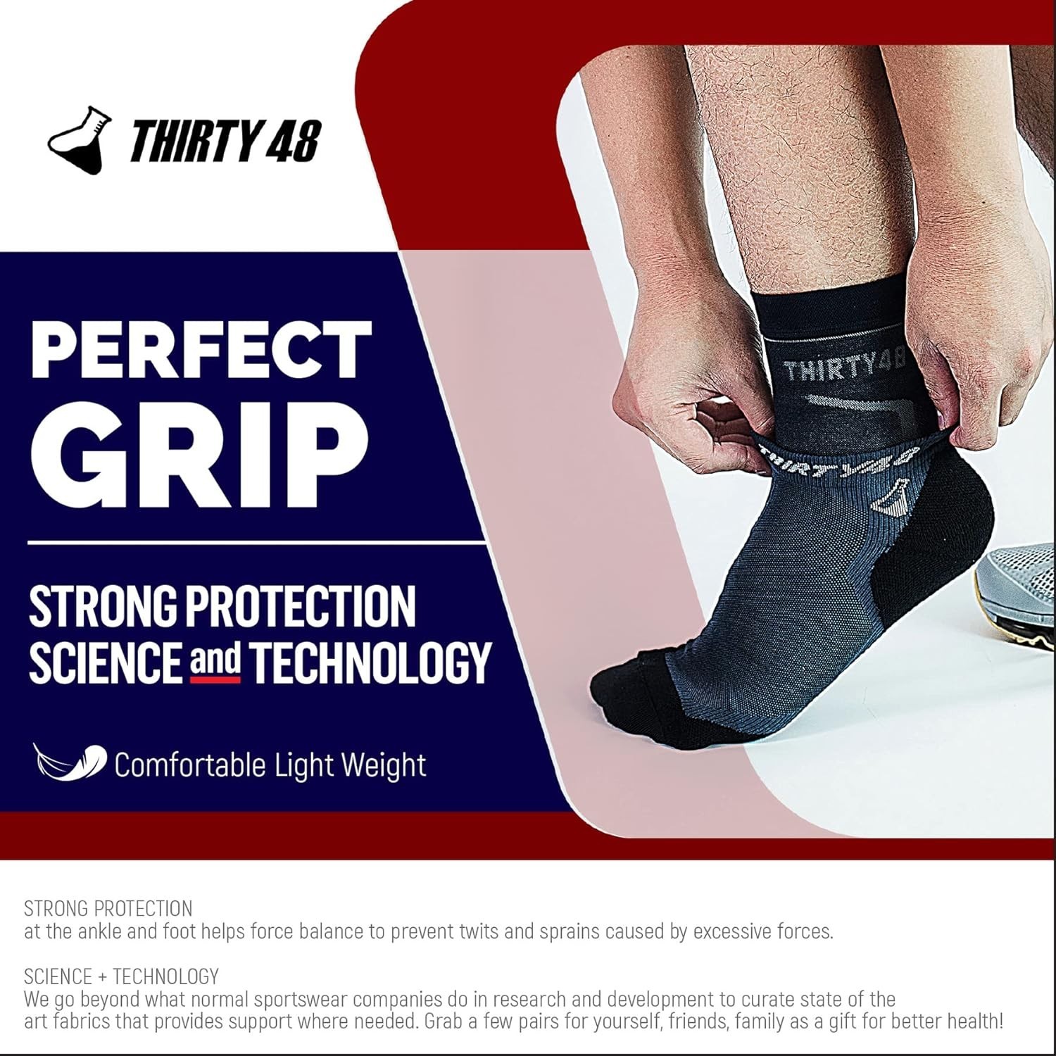 Stretchy Ultra-Light Compression Socks for Arch Pain Relief and Recovery – Black