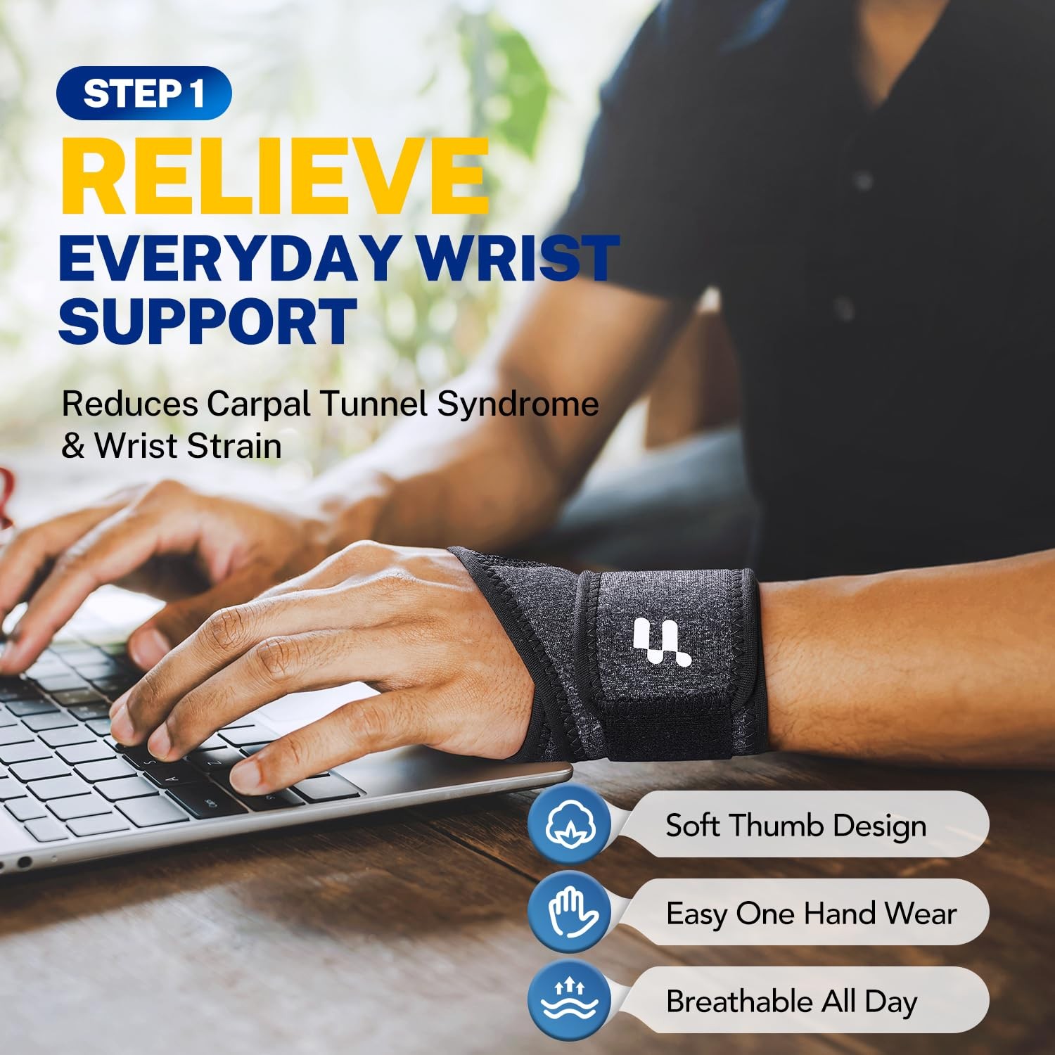 Fitomo Carpal Tunnel Wrist Brace and Wrist Ice Pack Wrap Set, All-day Wrist S…