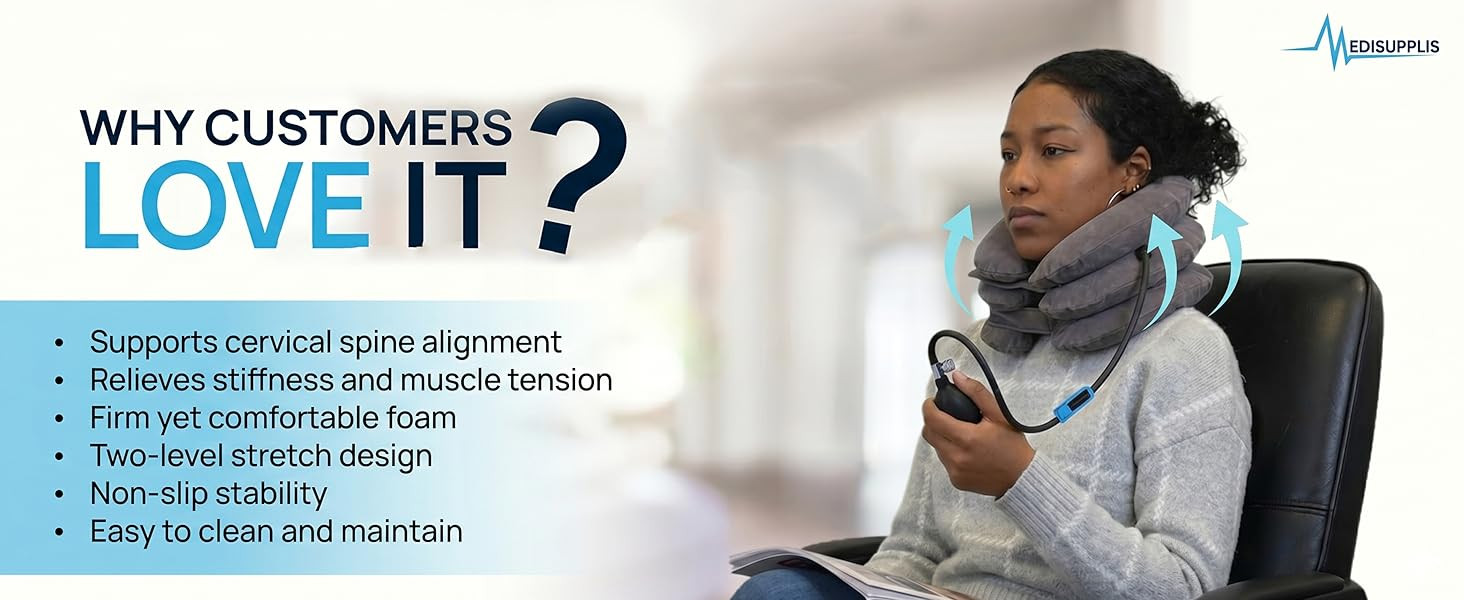 Cervical Neck Traction Device – Collar Brace Support for Pain Relief & Therapy