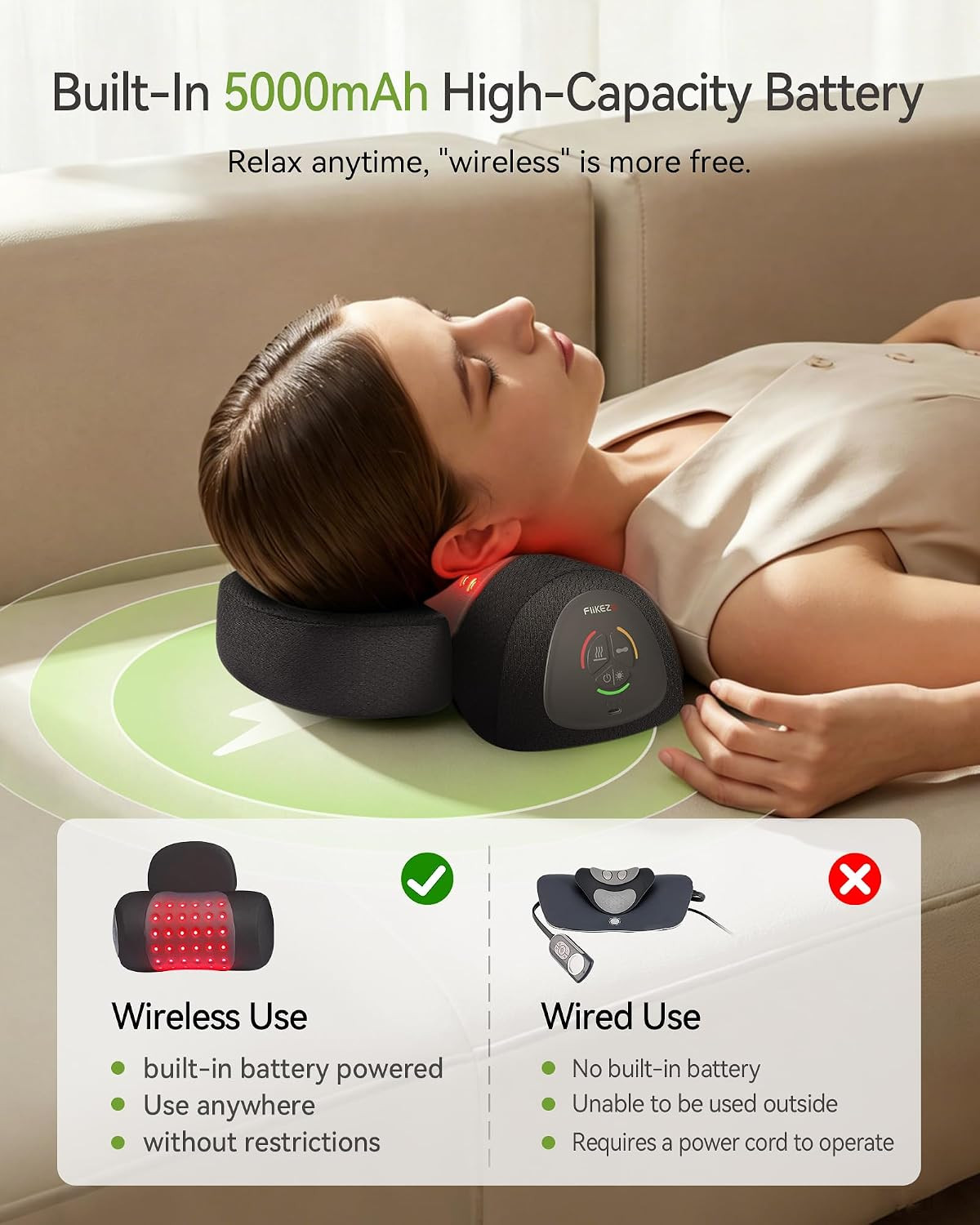 Heated Cervical Traction Device with Red Light and Dynamic Massage | 660Nm & 850