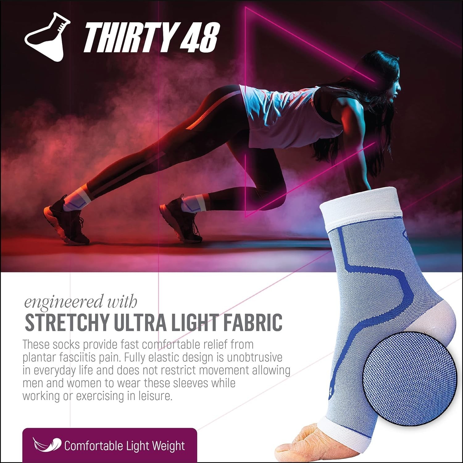 Stretchy Ultra-Light Compression Socks for Arch Pain Relief and Recovery – Black