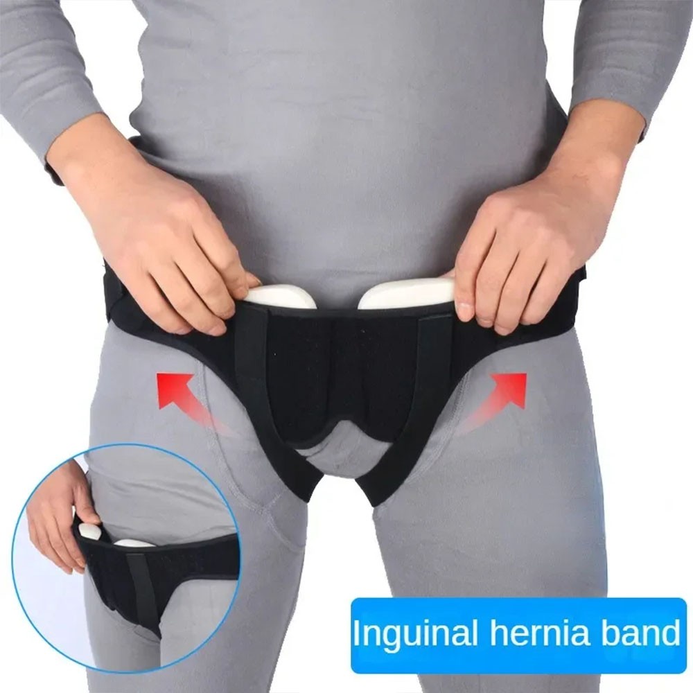 Intestinal Hernia Fixation Belt, Machine Washable Black PU Foam Pad Breathable M
