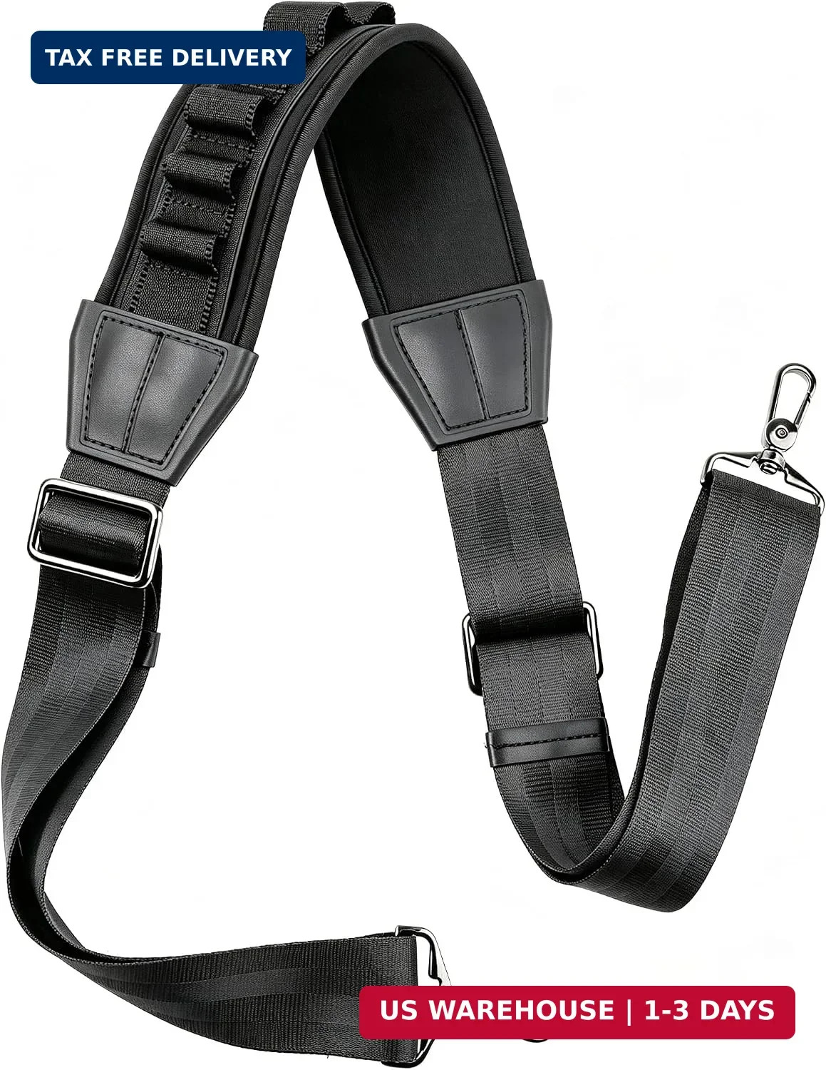 Heavy Duty Padded Shoulder Strap with Pressure Relief Cushion, 2-Stage Adjustabl