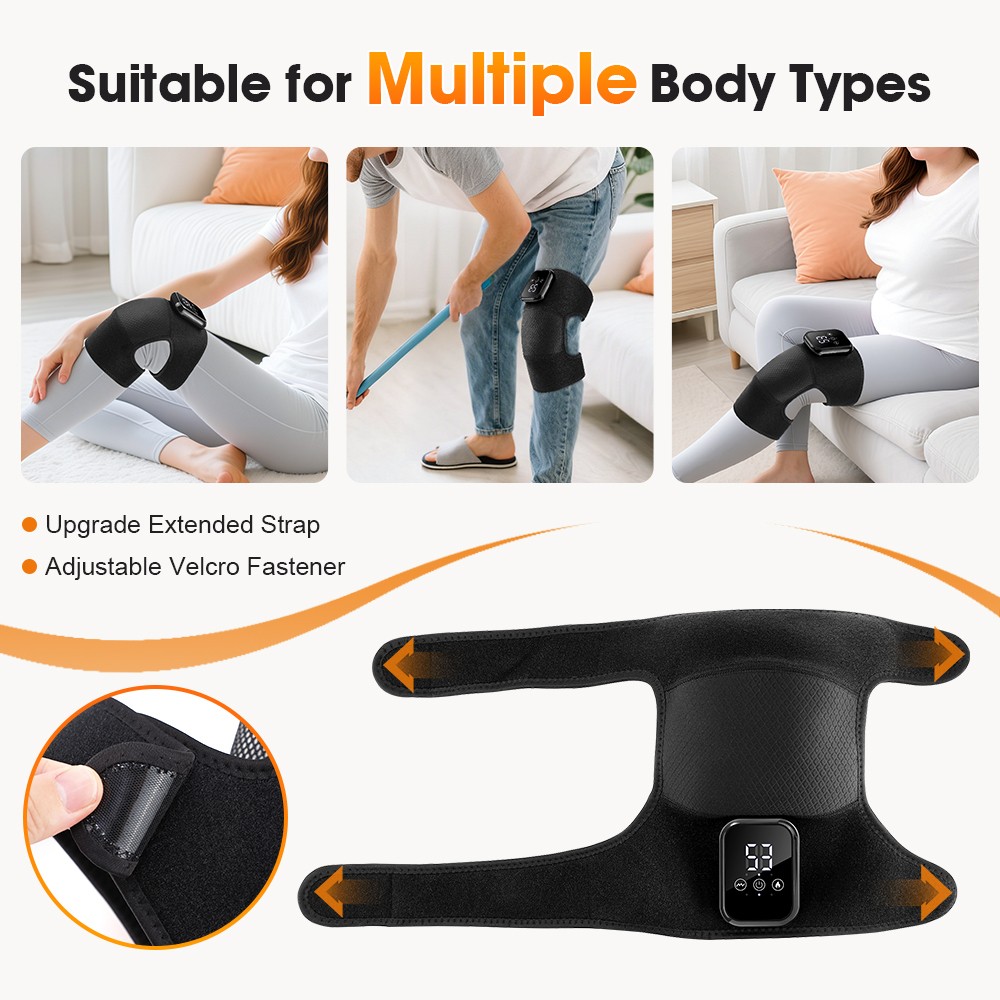 Cordless Knee Massager for Pain Relief with 3 Vibration Modes, 3 Heating Levels