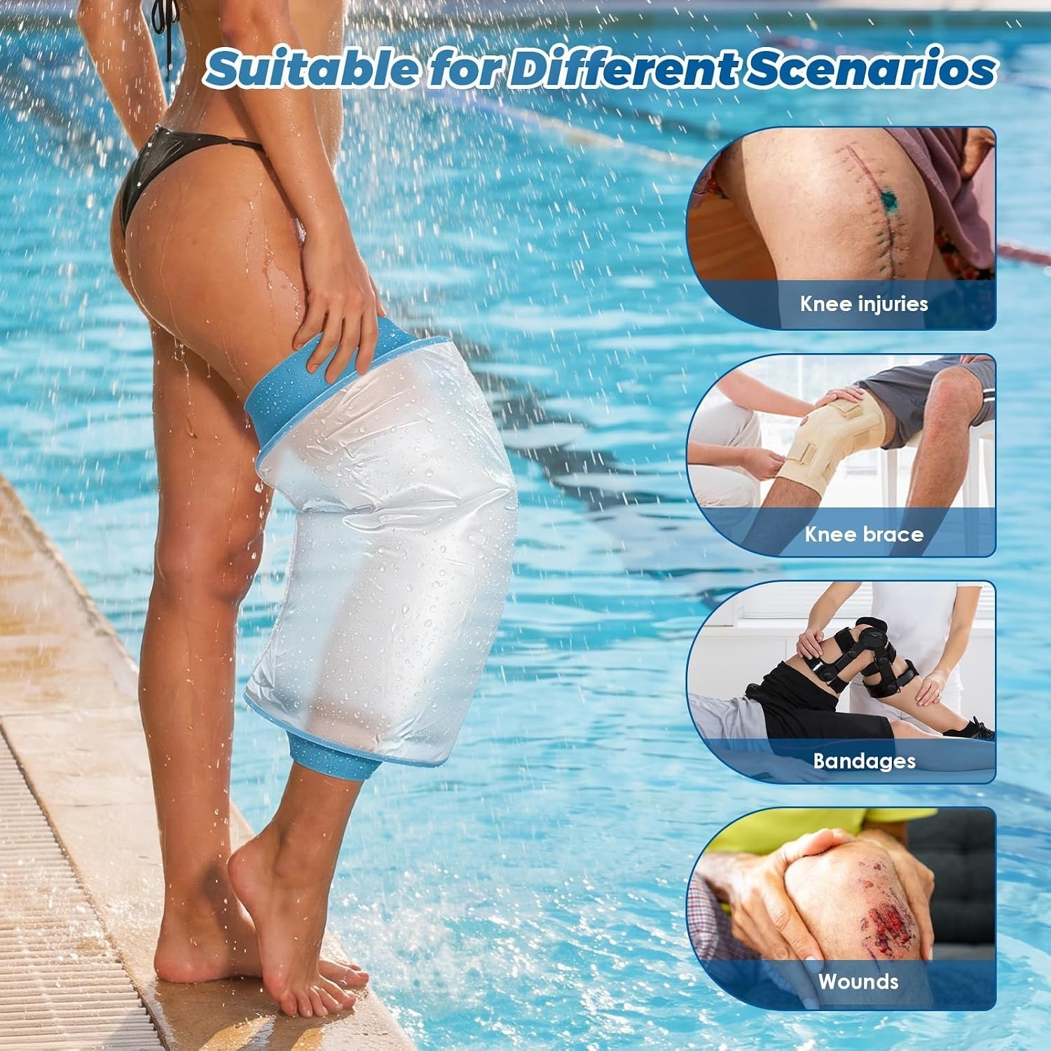 Extra Large Waterproof Knee Shower Protector After Surgery, Reusable | Watert…